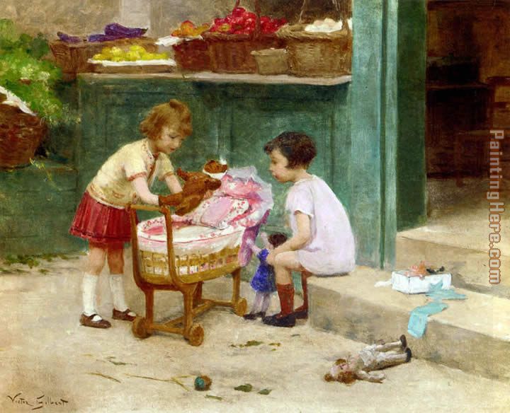 The Favourite Teddy Bear painting - Victor Gabriel Gilbert The Favourite Teddy Bear art painting